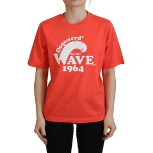 Dsquared² Orange Logo Cotton Crewneck Short Sleeve Women's T-shirt (Pre-Owned)